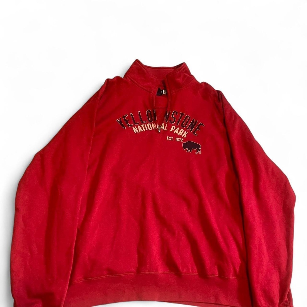 Red Yellowstone National Park quarter zip oversized comfy sweatshirt